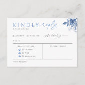 Blue Toile Wedding Reply Kaart met Maaltijdkeuze (Voorkant)