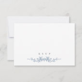 Blue Toile Wedding RSVP Kaart met Maaltijdkeuzes (Achterkant)