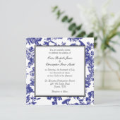 Blue Toile Wedding Uitnodiging (Staand voorkant)