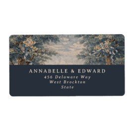 Blue Toile Wedding Vintage Tapestry elegant Etiket
