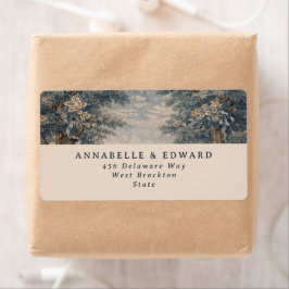 Blue Toile Wedding Vintage Tapestry elegant Etiket