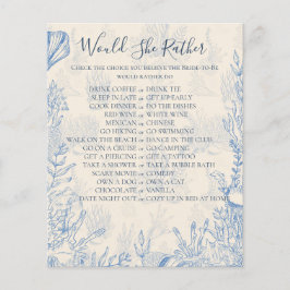 Blue Toile zou ze liever Vrijgezellenfeest spel