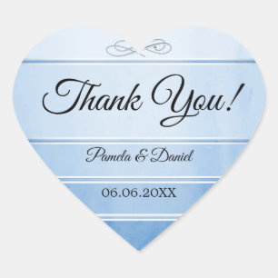 Blue Ton sur Ton Striped Wedding Dank je Sticker