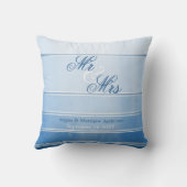 Blue Ton sur Ton Striped Wedding or Jubileum Kussen (Achterkant)