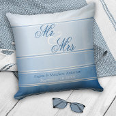 Blue Ton sur Ton Striped Wedding or Jubileum Kussen