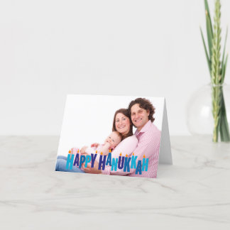 Blue Tonal Hanukkah Candle Lights Feestdagen Kaart