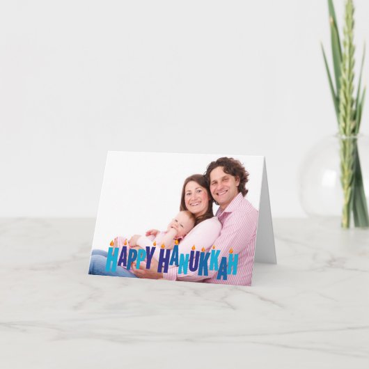 Blue Tonal Hanukkah Candle Lights Feestdagen Kaart (Voorkant)