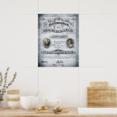 Blue Tone Butterfly huwelijksakte Poster (Keuken)