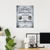 Blue Tone Butterfly huwelijksakte Poster (Thuiskantoor)
