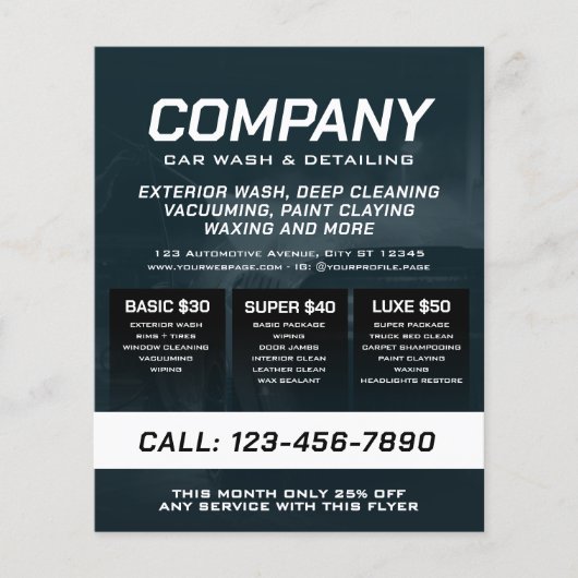 Blue tone car wash and detailing Flyer (Voorkant)