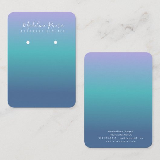 Blue Tone Gradient Handmade Earring Display Kaart Contactkaartje (Voorkant / Achterkant)