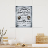 Blue Tone huwelijksakte Poster (Keuken)