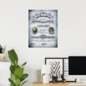 Blue Tone huwelijksakte Poster (Thuiskantoor)
