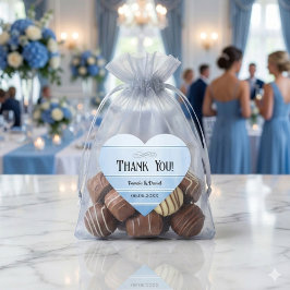 Blue Tone on Tone Striped Wedding Thank You Hart Sticker