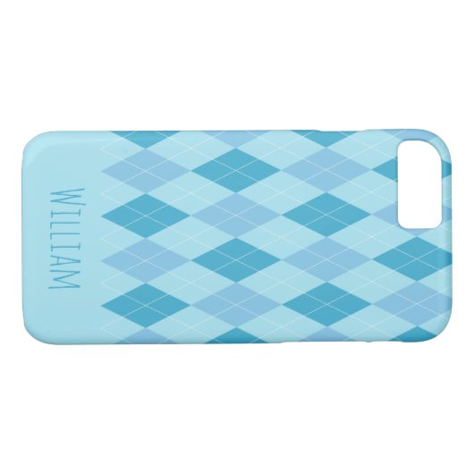 Blue Tones Argyle Pattern iPhone 7/8 Hoesje (Achterkant (Horizontaal))