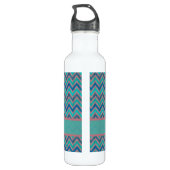 Blue Tones Chevron Waterfles (Achterkant)