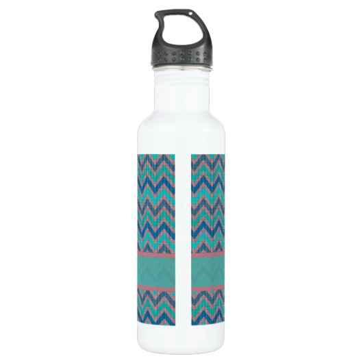 Blue Tones Chevron Waterfles (Achterkant)