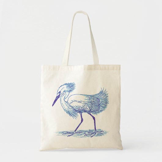 Blue Tones Egret Bird Tote Bag (Voorkant)
