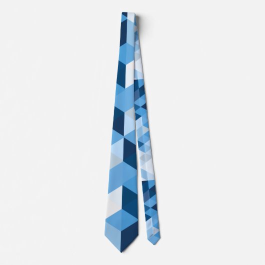Blue Tones Geometric Shaptern Pattern Stropdas (Voorkant)