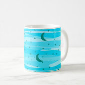 Blue Tones Night Sky - Mon & Stars Pattern Koffiemok (Voorkant rechts)