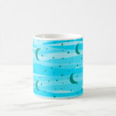 Blue Tones Night Sky - Mon & Stars Pattern Koffiemok (Center)