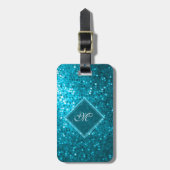 Blue Tones Retro Glitter en Sparkles 2 Bagagelabel (Voorkant verticaal)