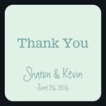 Blue Tones Wedding Bedankt Vierkante Sticker<br><div class="desc">Stijlvol dank voor uw sticker in blauw en lichtblauw! Door de ontwerpers van het FOMA-ontwerp aan u voorgelegd</div>