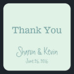 Blue Tones Wedding Bedankt Vierkante Sticker<br><div class="desc">Stijlvol dank voor uw sticker in blauw en lichtblauw! Door de ontwerpers van het FOMA-ontwerp aan u voorgelegd</div>