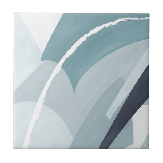 Blue Tones White Abstract Modern Geometric Tegeltje (Voorkant)