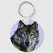 Blue Tones Wolf Portrait Sleutelhanger (Voorkant)