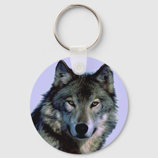 Blue Tones Wolf Portrait Sleutelhanger (Voorkant)