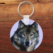 Blue Tones Wolf Portrait Sleutelhanger (Voorkant)