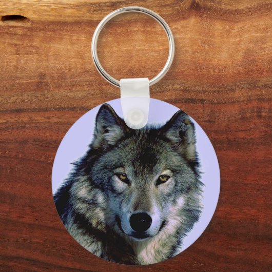 Blue Tones Wolf Portrait Sleutelhanger (Voorkant)