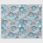 Blue Tones Zee Shell Pattern Cadeaupapier (Vlak)