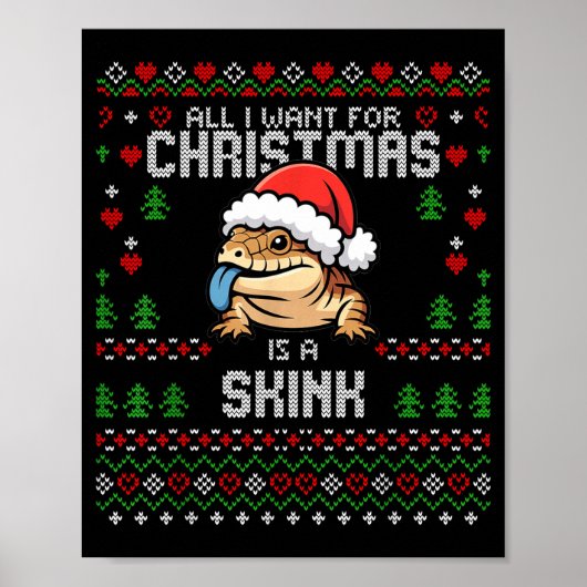 Blue Tongued Skink Christmas Ugly Xmas Sweater Her Poster (Voorkant)