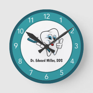 Blue Tooth Dentist Kantoor, aangepaste  Ronde Klok