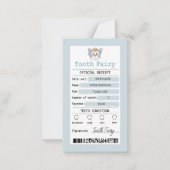 Blue Tooth Fairy Receipt Flat Note Kaart Notitiekaartje (Voorkant)