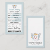 Blue Tooth Fairy Receipt Flat Note Kaart Notitiekaartje (Voorkant / Achterkant)
