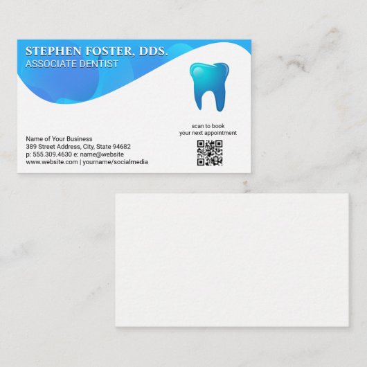 Blue Tooth Logo | Dentistry | QR Code Custom Visitekaartje (Voorkant / Achterkant)