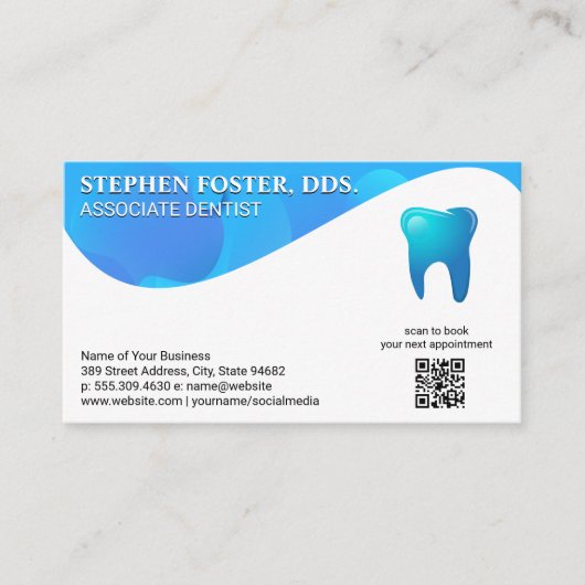 Blue Tooth Logo | Dentistry | QR Code Custom Visitekaartje (Voorkant)