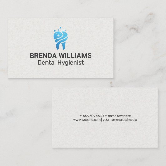 Blue Tooth Sparkle Icoon | Tandheelkunde Visitekaartje (Voorkant / Achterkant)