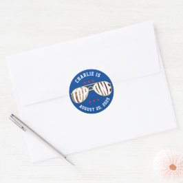 Blue Top One Fighter Pilot Theme Eerste Verjaardag Ronde Sticker