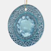 Blue Topaz en Cut Glass Keramisch Ornament (Links)