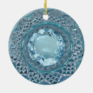Blue Topaz en Cut Glass Keramisch Ornament