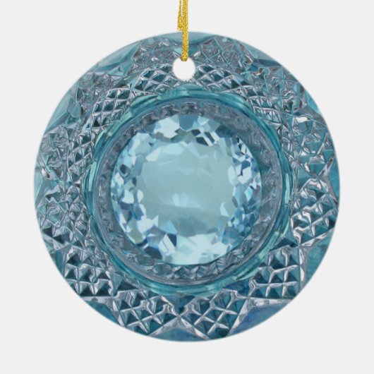 Blue Topaz en Cut Glass Keramisch Ornament (Achterkant)