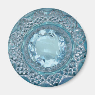 Blue Topaz en Cut Glass Magneet