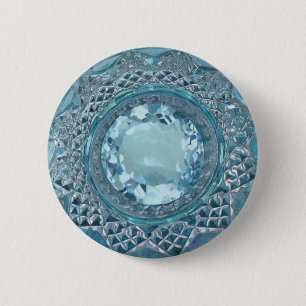 Blue Topaz en Cut Glass Ronde Button 5,7 Cm