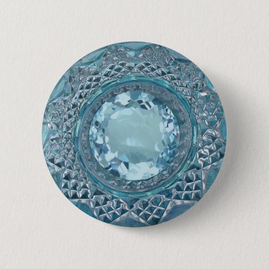 Blue Topaz en Cut Glass Ronde Button 5,7 Cm (Voorkant)