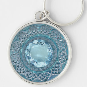 Blue Topaz en Cut Glass Sleutelhanger
