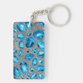 Blue Topaz en Silver Geïnspireerde Sleutelhanger ( (achterkant)
